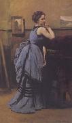Jean Baptiste Camille  Corot La dame en bleu (mk11) painting